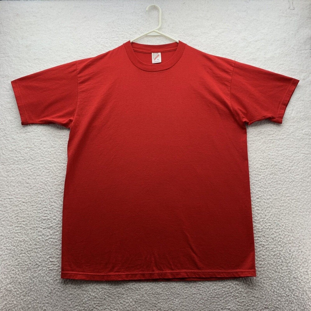 VTG JERZEES Blank T-Shirt Mens XL X-Large Red Heavyweight 50/50 USA Made‎